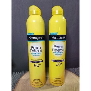 2 PACK Neutrogen Beach Defense Sunscreen Spray Water+Sun 8.5oz Each EXP‎ 12/2026